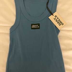 Daily Drills Blue Ribbed Sleeveless Tank